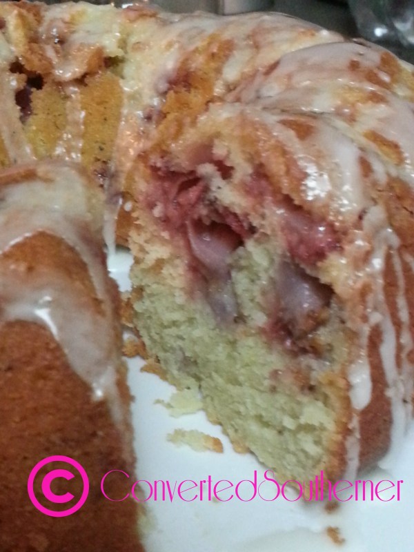 close up strawberry cake