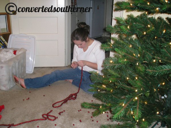 Restringing Cranberry Beads, 2006