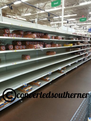 It started Monday, with a run on milk and bread at the grocery store. Have to have the milk, bread and toilet paper during a snow storm