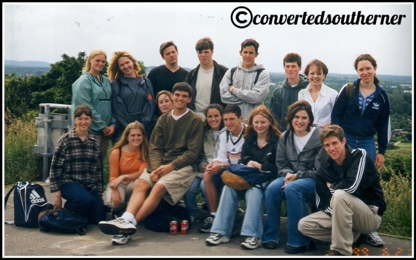 On a hill in Nuremberg, Germany. Study abroad, summer 1999. I'm in the back row, second in from the left. Oh so blonde.