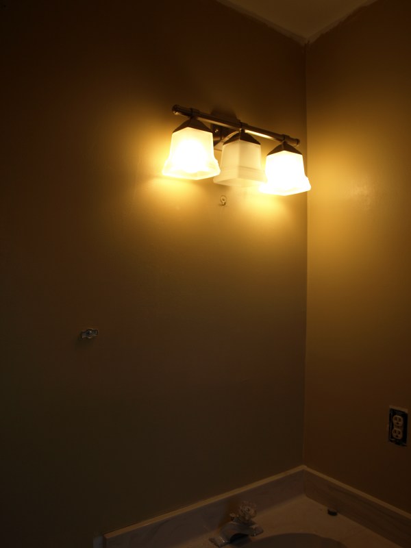 new master bath paint and light fixture.