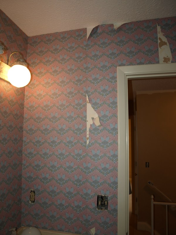 wallpaper pain in the upstairs hall bath.