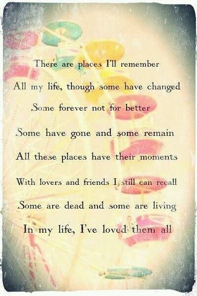 In My Life lyrics from the Beatles. Image via Pinterest