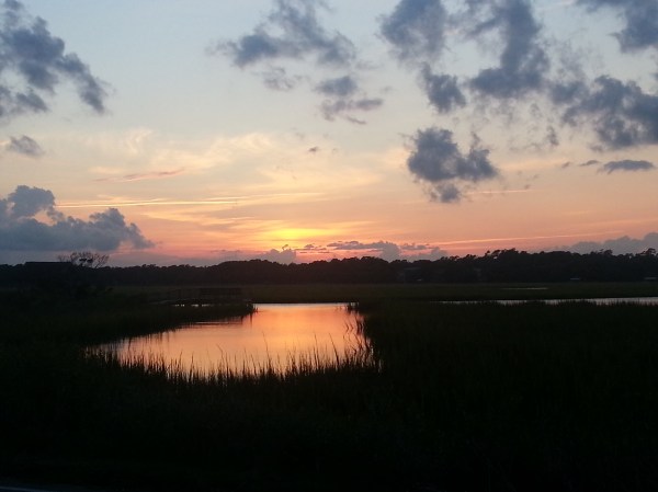 The Creek on the other side of the Beach House at sunset.