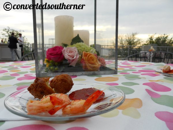 The food was mainly heavy appetizers, but they were good! The bucketd of fresh shrimp for shrimp cocktail didn't ever really end!