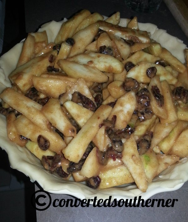 Pie filling all in the pan